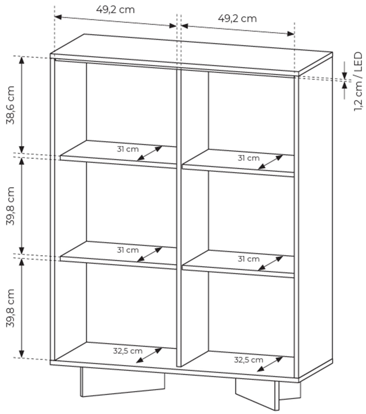 Commode deux portes Semi avec éclairage LED 104 cm bolivar naturel/cappuccino