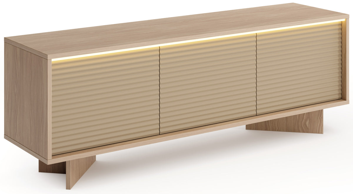 Buffet TV trois portes Semi avec éclairage LED 154 cm bolivar naturel/cappuccino