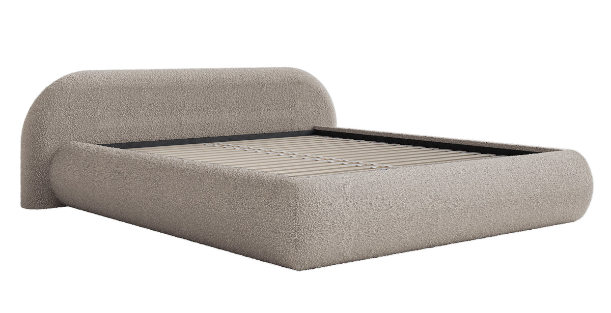 Lit tapissé 140x200 cm Shels Low boucle gris beige