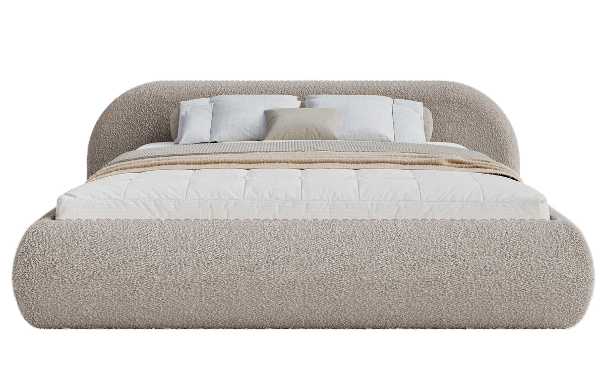 Lit tapissé 140x200 cm Shels Low boucle gris beige