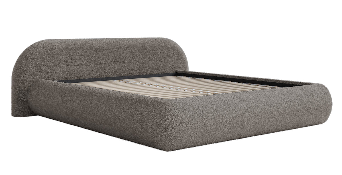 Lit tapissé 180x200 cm Shels Low en bouclé marron