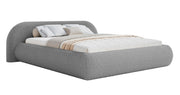 Lit tapissé 140x200 cm Shels Low avec rangement, cadre métallique, bouclé gris