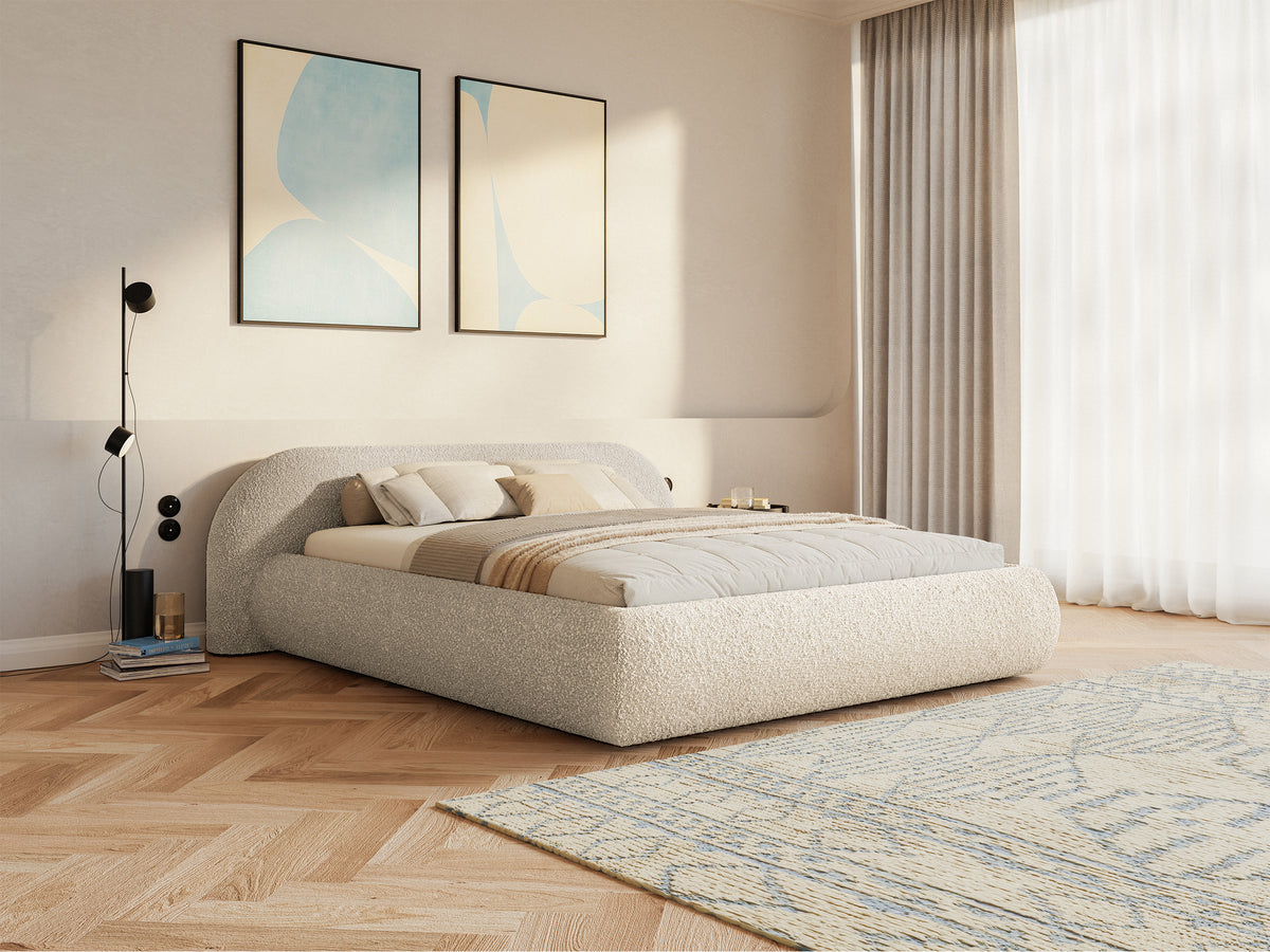 Polsterbett 180x200 cm Shels Low hellbeige Bouclé