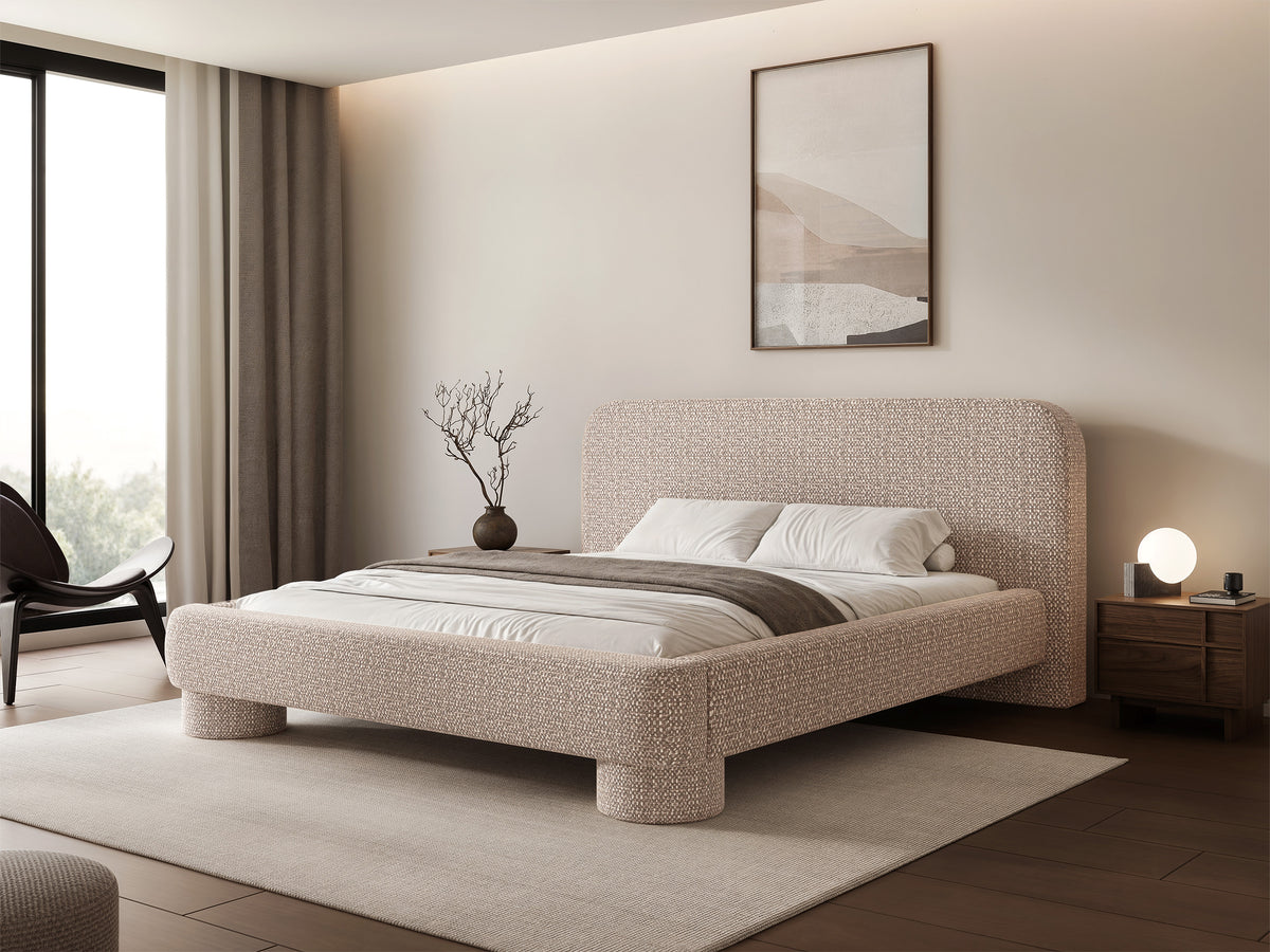 Polsterbett 180x200 cm Fredo mit Stauraum, beige Chenille