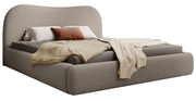 Lit tapissé Simsalo 160x200 cm avec rangement boucle beige foncé