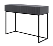 Toilette Veldio avec façade fraisée et deux tiroirs 110 cm Noir avec pieds noirs