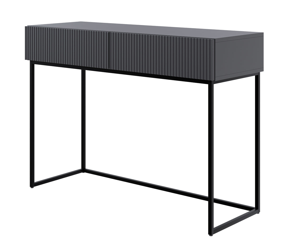 Toilette Veldio avec façade fraisée et deux tiroirs 110 cm Noir avec pieds noirs