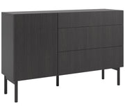 Commode 1 porte Nolie avec trois tiroirs 140 cm Frêne Portland Noir