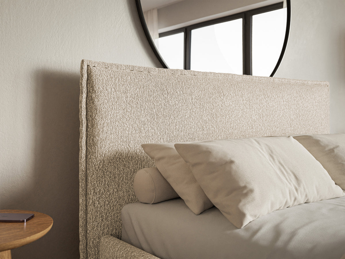 Lit tapissé 200x200 cm Softie Slim en chenille beige clair