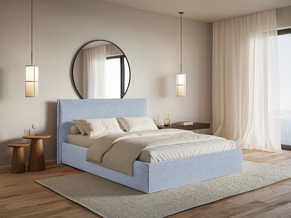 Polsterbett 180x200 cm Softie Slim hellblauer Chenillestoff