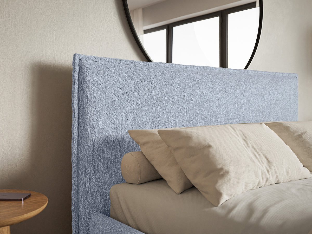 Polsterbett 180x200 cm Softie Slim hellblauer Chenillestoff