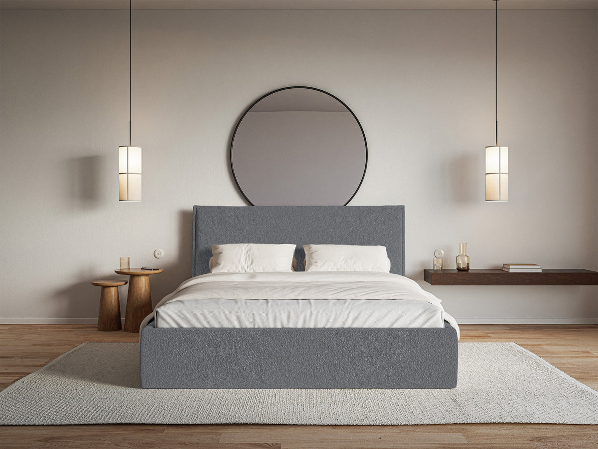 Lit tapissé 180x200 cm Softie Slim en chenille graphite