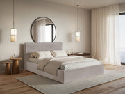 Gepolstertes Bett 200x200 cm Softie Slim, grau-brauner Velours, wasserabweisend
