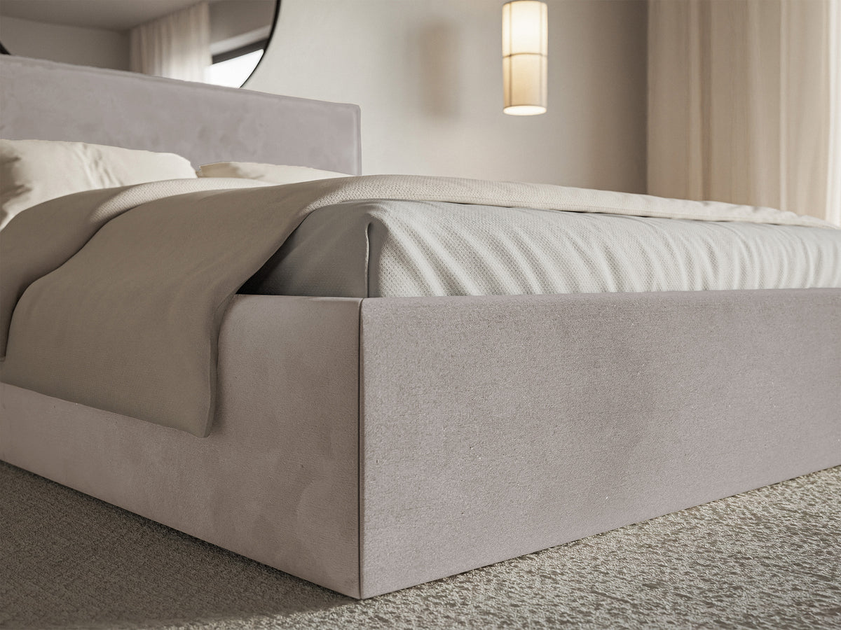 Polsterbett 140x200 cm Softie Slim, grau-brauner Velours, wasserabweisend