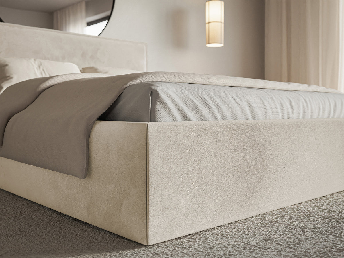 Polsterbett 180x200 cm Softie Slim beige, wasserabweisender Velours