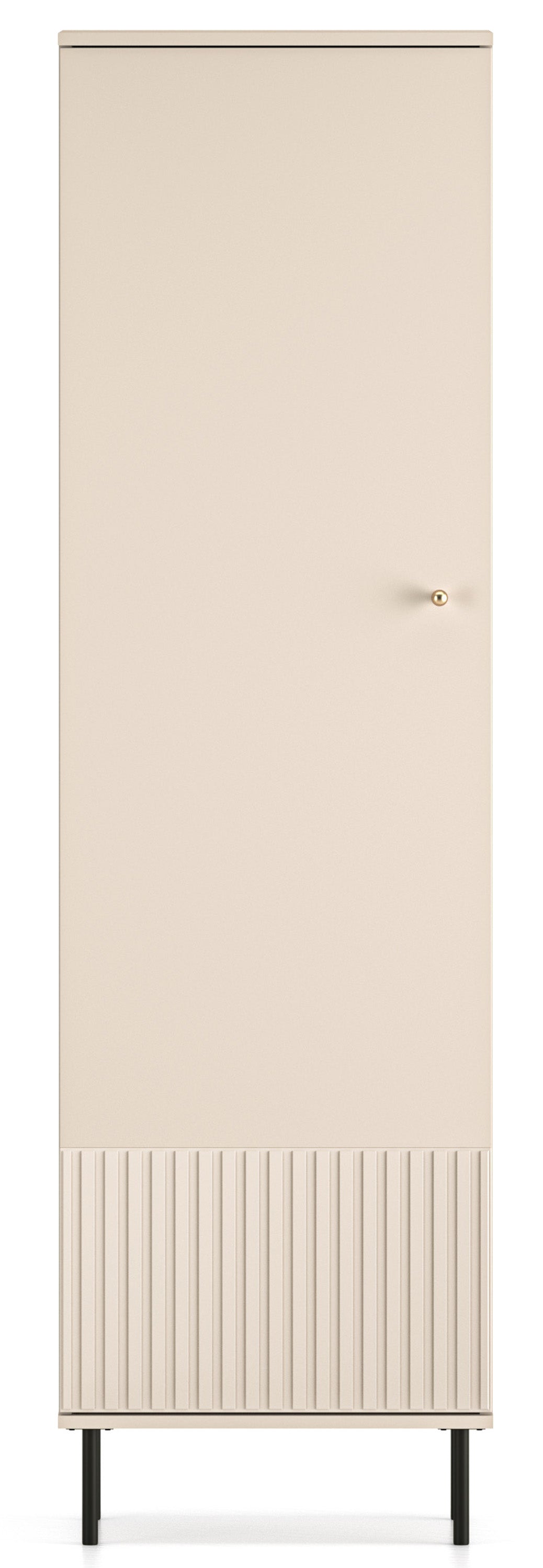 Armoire d'entrée Caletto 55 cm 1 porte avec lamelles décoratives beige