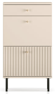 Meuble à chaussures Caletto 55 cm avec tiroir, lamelles décoratives beige