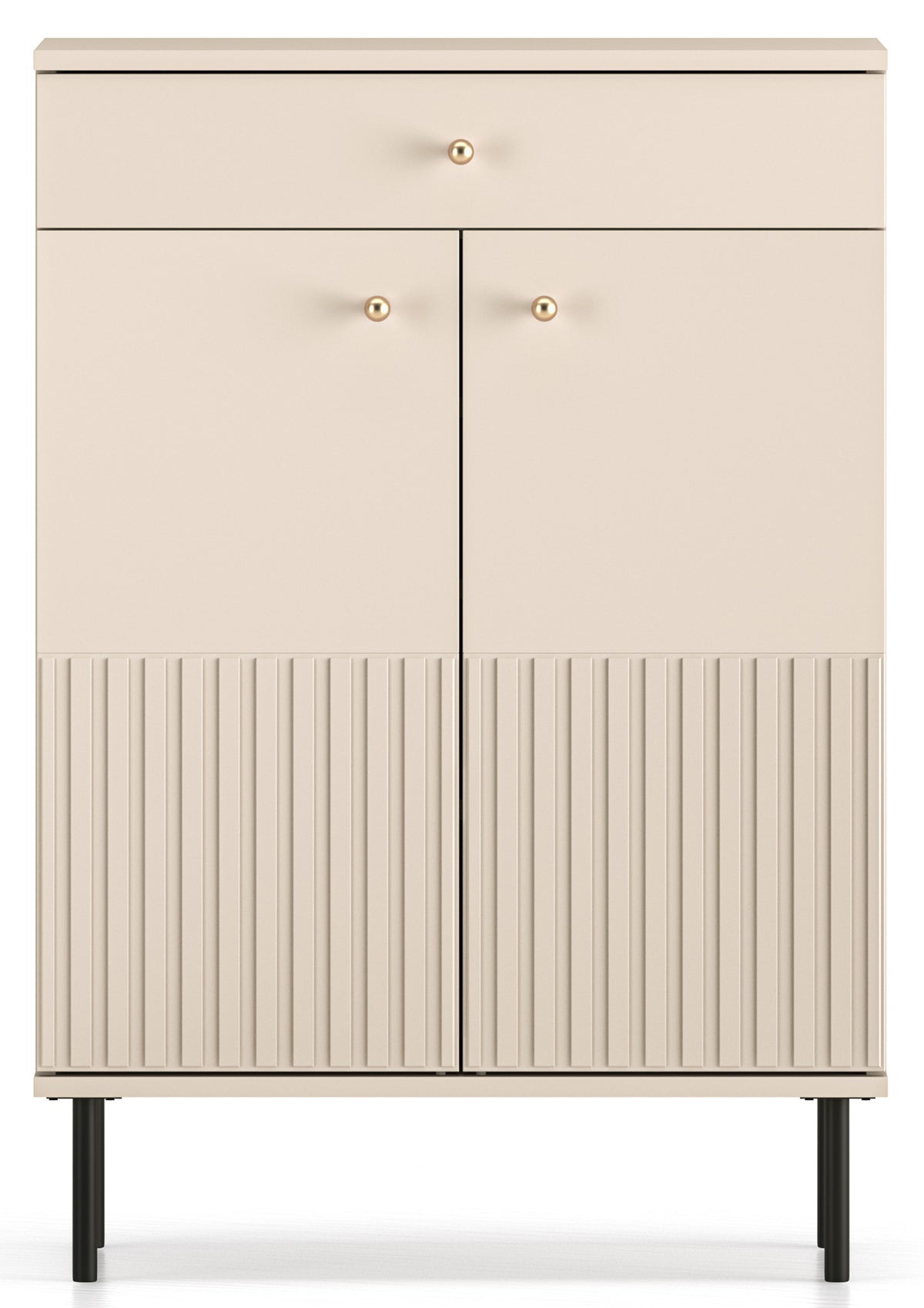 Schuhschrank Caletto 68 cm mit Schublade, dekorative Lamellen, beige