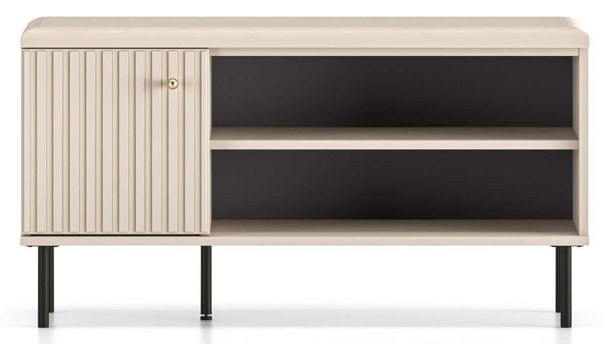 Meuble à chaussures Caletto 102 cm avec assise, lames décoratives beige