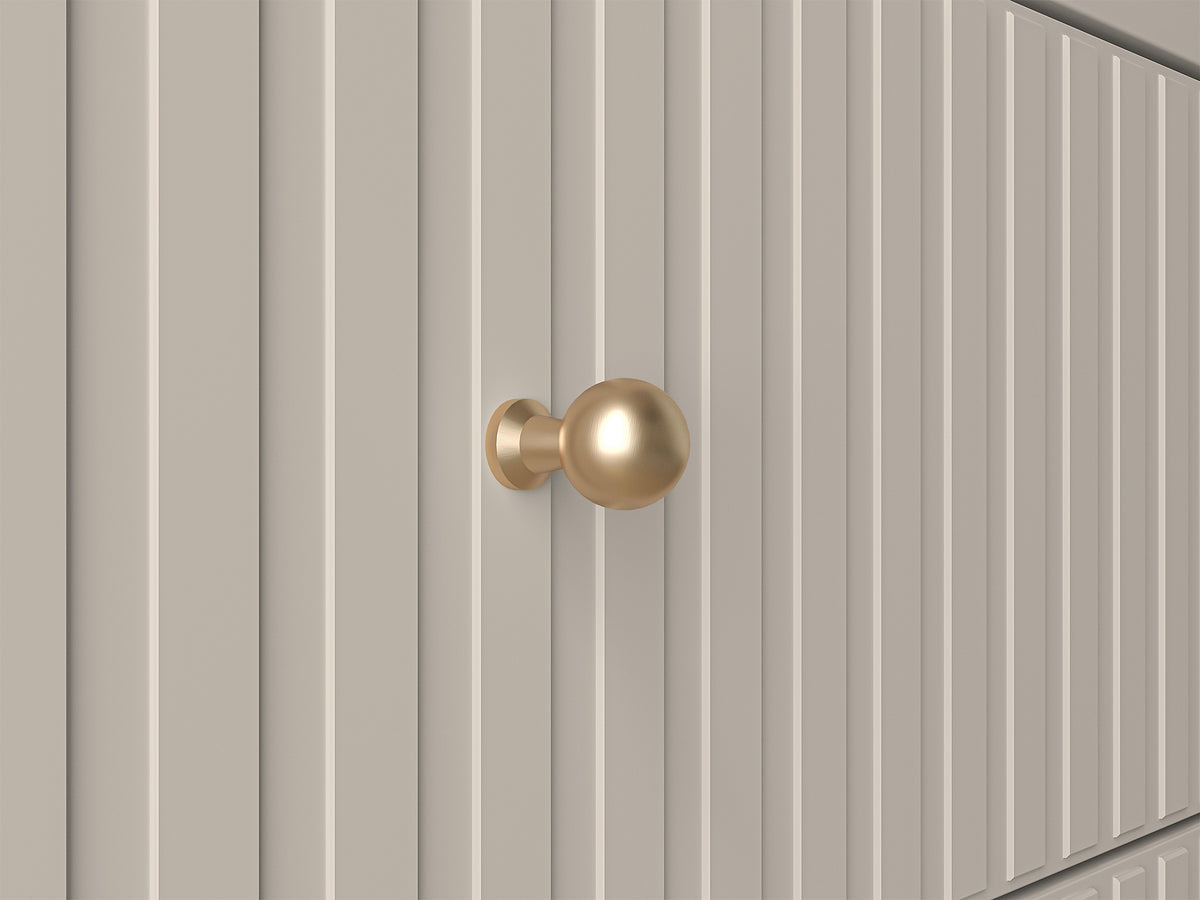 Armoire trois portes Caletto 150 cm avec deux tiroirs et lames décoratives beige