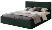 Lit tapissé 140x200 cm Soave avec rangement et cadre métallique velours vert foncé