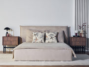 Lit tapissé 180x200 cm Softie velours beige hydrofuge