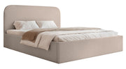 Lit tapissé 140x200 cm Sonvivo avec coffre de rangement beige en chenille, cadre métallique
