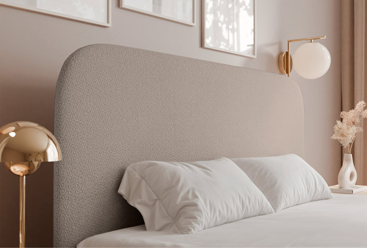 Lit tapissé 160x200 cm Sonvivo avec rangement pour la literie, tissu chenille beige, cadre métallique