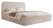 Lit tapissé 180x200 cm Sonvivo avec rangement pour linge de lit, bouclé gris beige, cadre métallique
