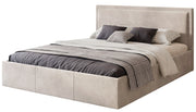 Polsterbett 180x200 cm Soave mit Stauraum und Metallrahmen, hellbeiger Samt