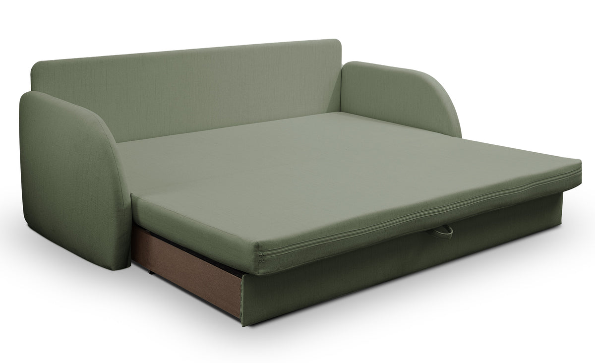 Dreisitziges ausklappbares Sofa Diego in Salbeigrün, Geflecht