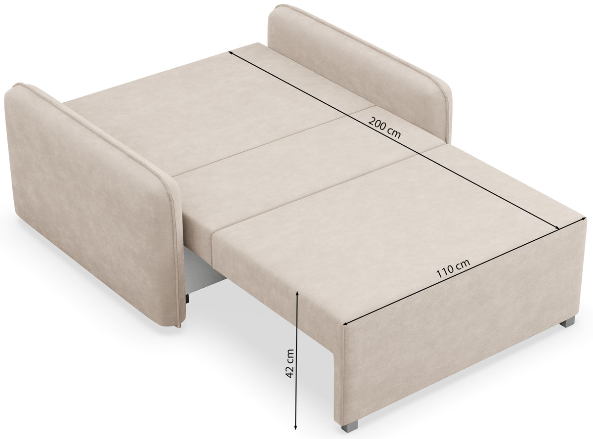 Zweisitziges Schlafsofa Duelia mit Stauraum, dunkelgrauer hydrophober Chenillebezug