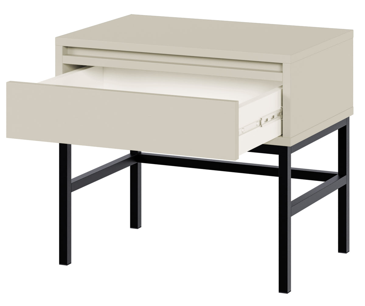 Nachttisch Evo mit Schublade und Rahmen, 50 cm, Kaschmir
