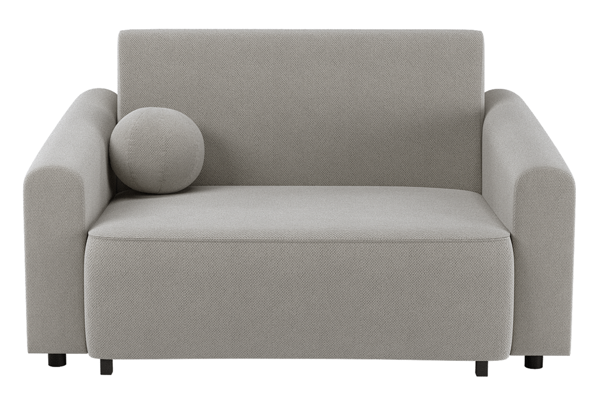Zweisitziges ausziehbares Sofa Stevio 150 cm mit Stauraum, grau-beiger hydrophober Chenillestoff