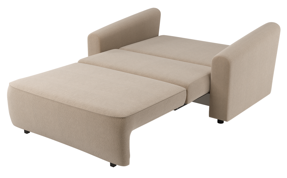 Canapé convertible 2 places Stevio 150 cm avec rangement, beige en chenille hydrofuge