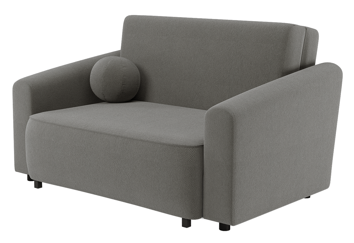 Canapé convertible 2 places Stevio 150 cm avec rangement, tissu chenille hydrofuge gris foncé
