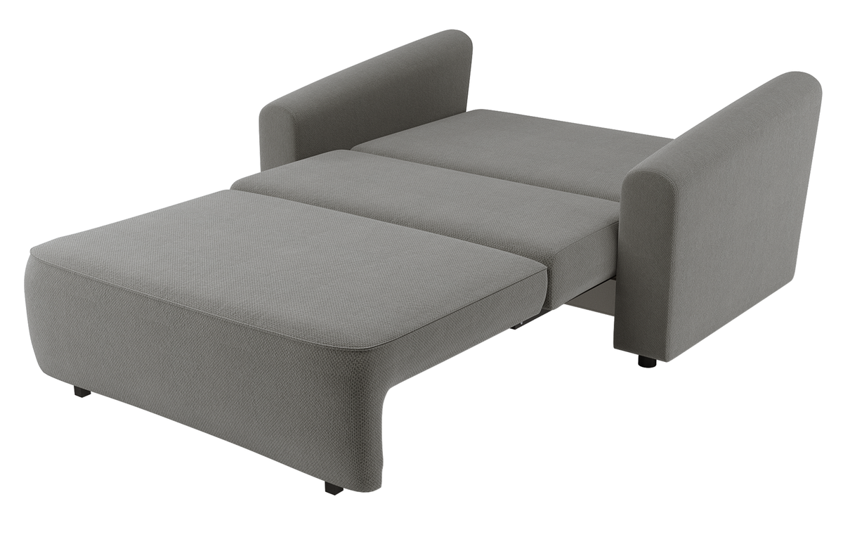 Canapé convertible 2 places Stevio 150 cm avec rangement, tissu chenille hydrofuge gris foncé