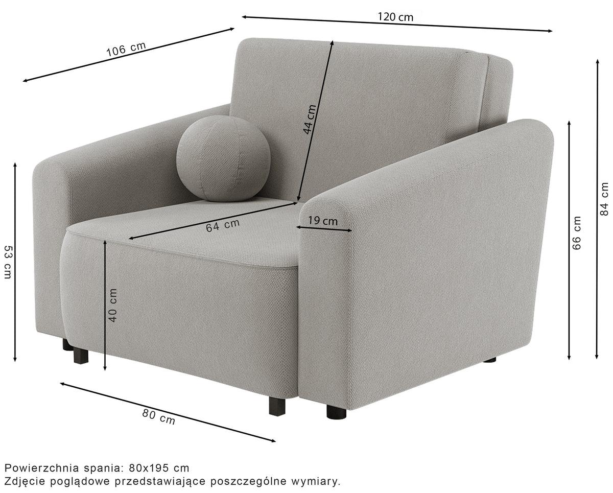 Klappbarer Stevio-Sessel mit Aufbewahrungsfach, beige, hydrophobes Chenille-Gewebe