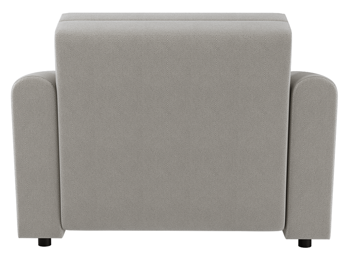 Klappbarer Sessel Stevio mit Stauraum, hellbeiger hydrophober Chenille-Stoff