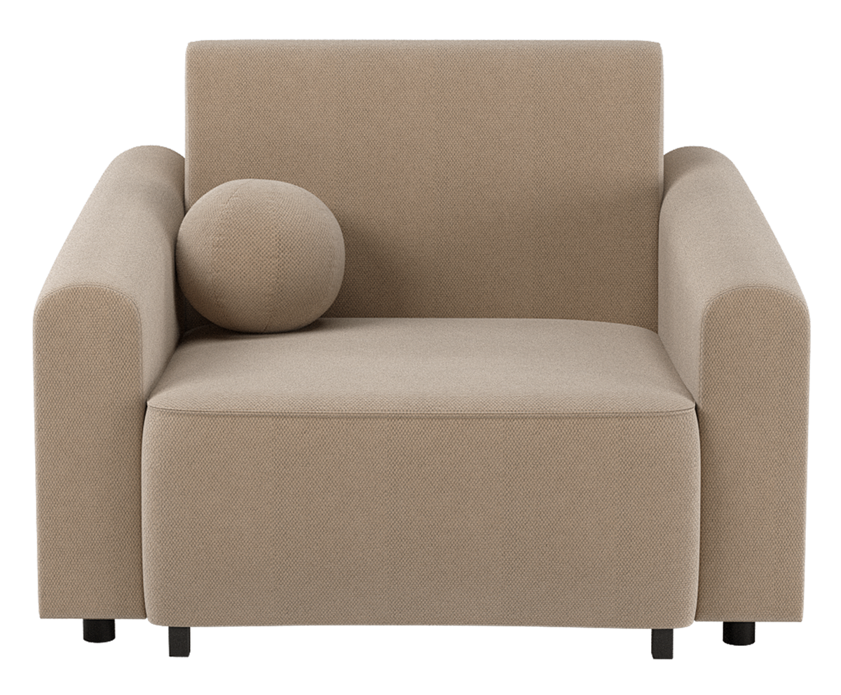 Klappbarer Stevio-Sessel mit Aufbewahrungsfach, beige, hydrophobes Chenille-Gewebe