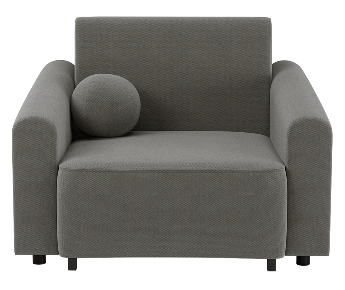 Klappbarer Sessel Stevio mit Stauraum, dunkelgrauer hydrophober Chenillestoff
