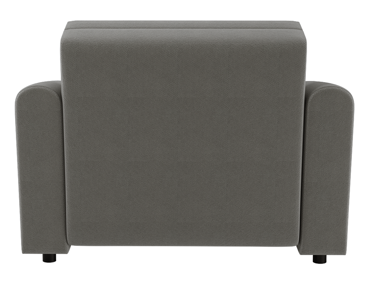 Klappbarer Sessel Stevio mit Stauraum, dunkelgrauer hydrophober Chenillestoff