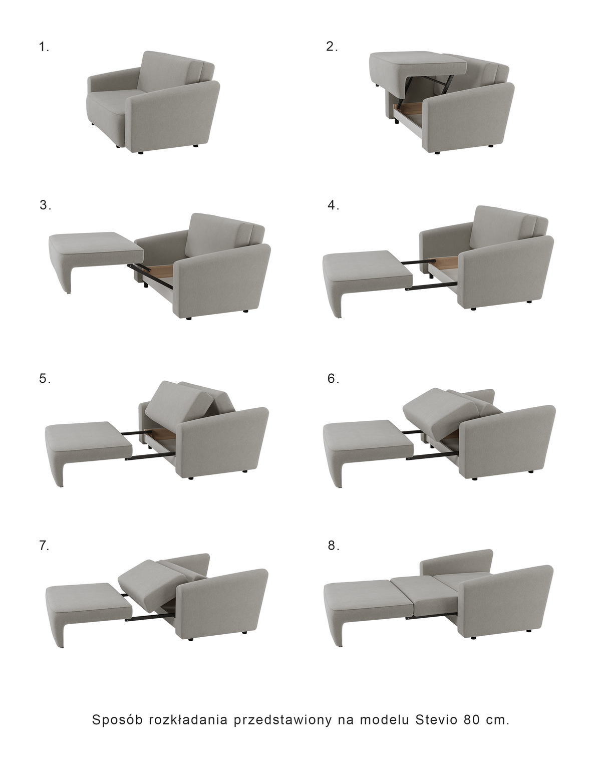 Canapé convertible 2 places Stevio 170 cm avec rangement, tissu chenille hydrofuge gris foncé