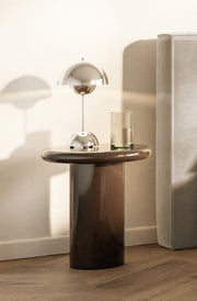 Table basse Solvade diamètre 45 cm brun haute brillance