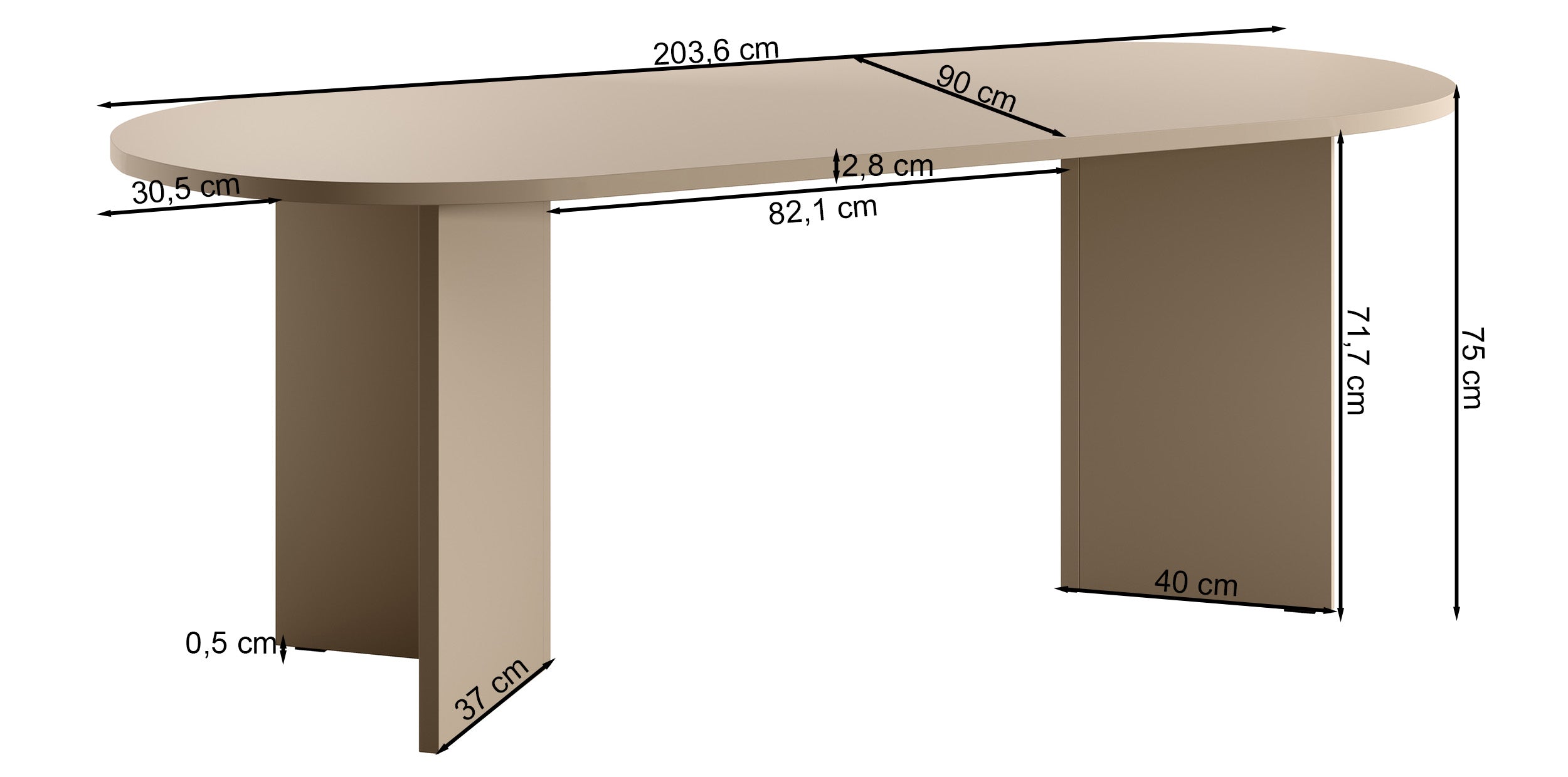Ovaler Esstisch Ovo 204 cm Wisconsin Nussbaum
