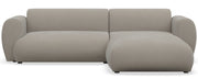 Canapé d'angle droit Emia avec fonction couchage, en tissu chenille gris-beige facile d'entretien