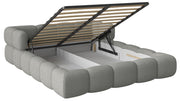 Lit tapissé 120x200 cm Stormi avec sommier enroulable en chenille gris clair