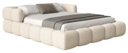 Polsterbett 140x200 cm Stormi mit Rollrost, cremefarbener Chenille