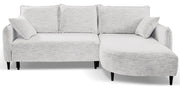 Ecksofa mit Schlaffunktion Oblivio Mini, L-förmig, rechtsseitig, mit Stauraum, weißes Geflecht