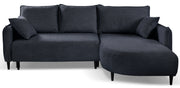 Canapé d'angle Oblivio mini en L droit avec fonction couchage et coffre, tissage bleu marine